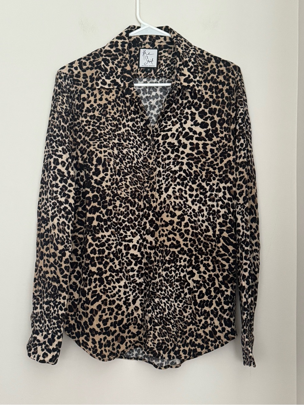 The Shirt by Rochelle Behrens Leopard Print Button-Down in Tan and Black